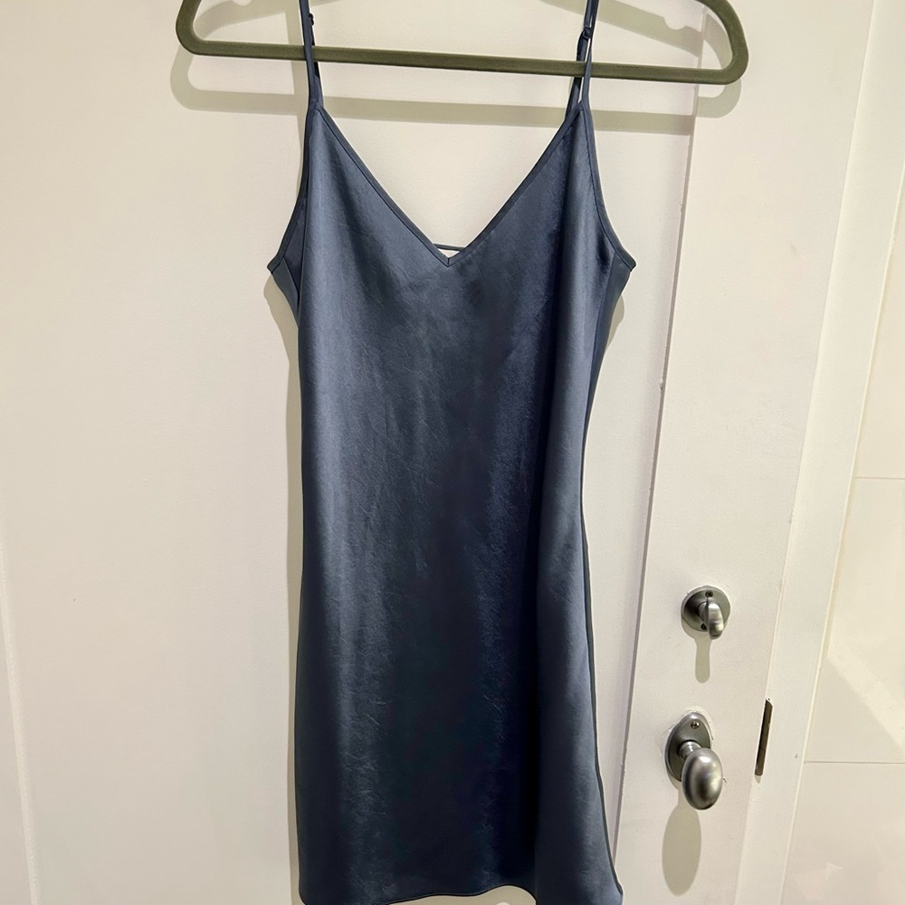 Aritzia | dusty blue mini slip dress